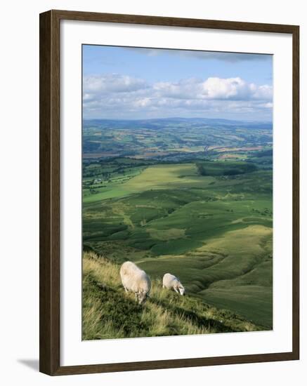 View North from Hay Bluff, with Distant Hay on Wye in Valley, Powys, Wales, United Kingdom-Richard Ashworth-Framed Photographic Print