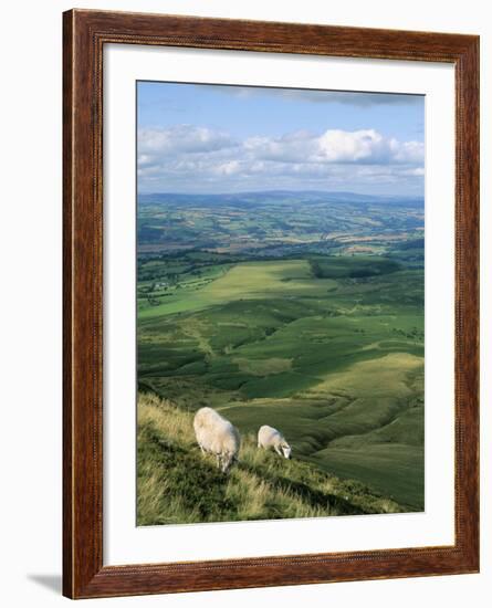 View North from Hay Bluff, with Distant Hay on Wye in Valley, Powys, Wales, United Kingdom-Richard Ashworth-Framed Photographic Print