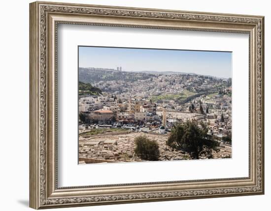 View of a Arab-Israeli neighbourhood, including shops and a mosque, on the outskirts of Jerusalem,-Alexandre Rotenberg-Framed Photographic Print