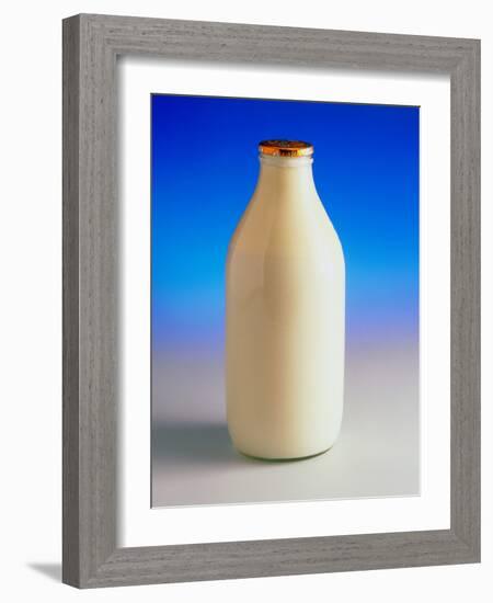 View of a Bottle of Full Fat Gold-top Milk-Steve Horrell-Framed Photographic Print