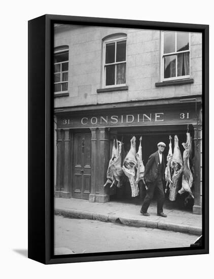 View of a Butcher's Shop in Ennis-Hans Wild-Framed Premier Image Canvas