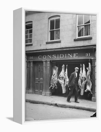 View of a Butcher's Shop in Ennis-Hans Wild-Framed Premier Image Canvas