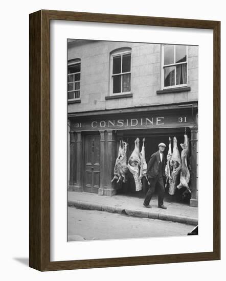 View of a Butcher's Shop in Ennis-Hans Wild-Framed Photographic Print