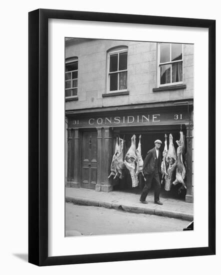 View of a Butcher's Shop in Ennis-Hans Wild-Framed Photographic Print