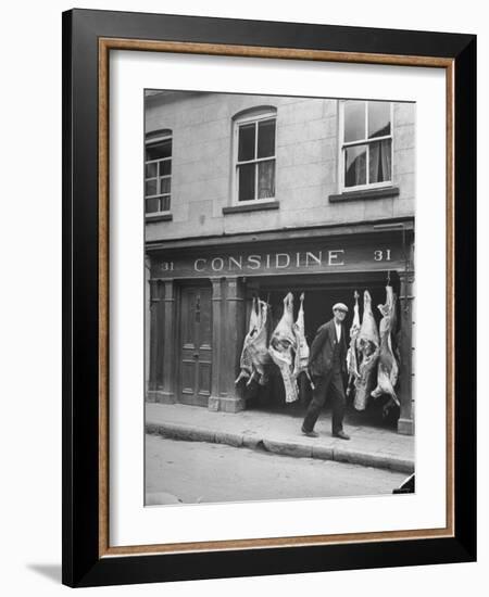 View of a Butcher's Shop in Ennis-Hans Wild-Framed Photographic Print