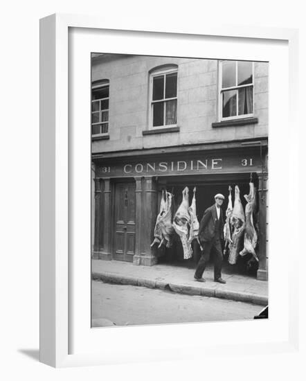 View of a Butcher's Shop in Ennis-Hans Wild-Framed Photographic Print