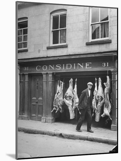 View of a Butcher's Shop in Ennis-Hans Wild-Mounted Photographic Print