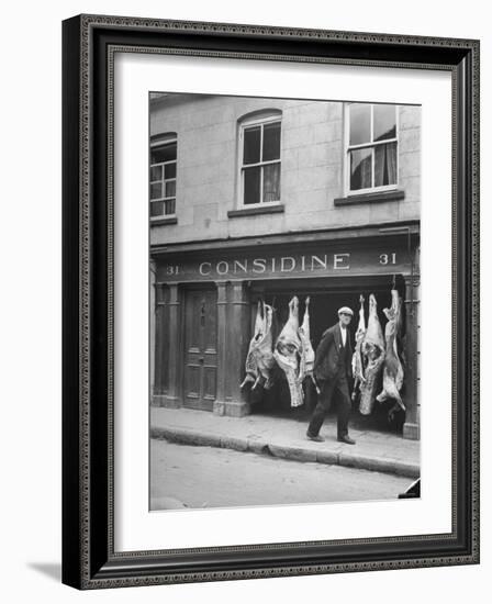 View of a Butcher's Shop in Ennis-Hans Wild-Framed Photographic Print