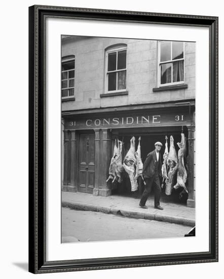 View of a Butcher's Shop in Ennis-Hans Wild-Framed Photographic Print
