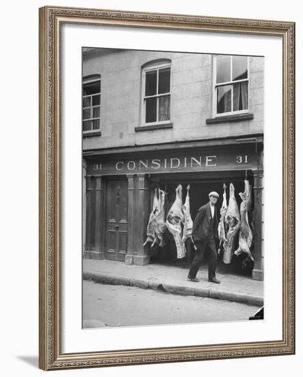 View of a Butcher's Shop in Ennis-Hans Wild-Framed Photographic Print