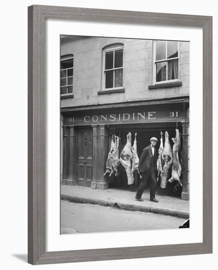 View of a Butcher's Shop in Ennis-Hans Wild-Framed Photographic Print