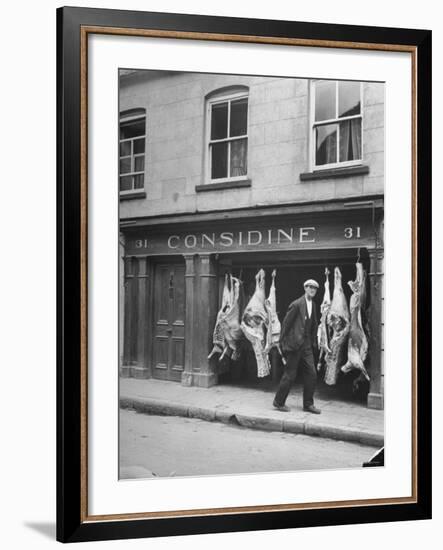 View of a Butcher's Shop in Ennis-Hans Wild-Framed Photographic Print