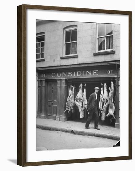 View of a Butcher's Shop in Ennis-Hans Wild-Framed Photographic Print