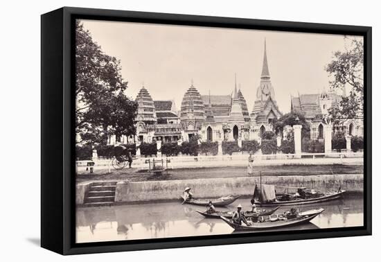 View of a Canal in Bangkok, C.1890-Robert Lenz-Framed Premier Image Canvas