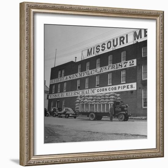 View of a Corn Cob Pipe Factory-Wallace Kirkland-Framed Photographic Print
