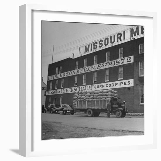 View of a Corn Cob Pipe Factory-Wallace Kirkland-Framed Photographic Print