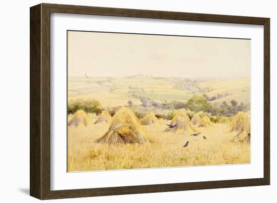 View of a Cornfield with Rooks-Harry E. James-Framed Giclee Print