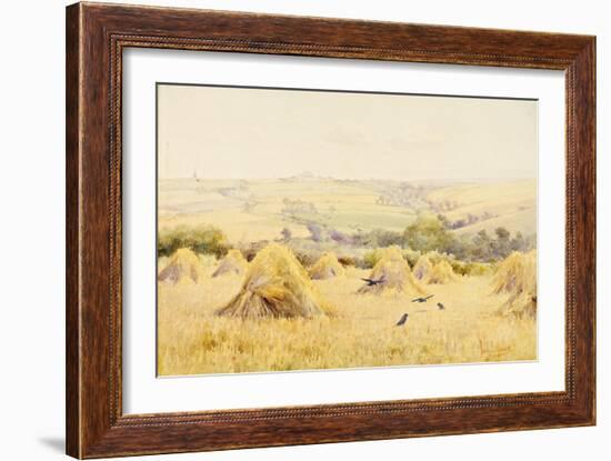 View of a Cornfield with Rooks-Harry E. James-Framed Giclee Print