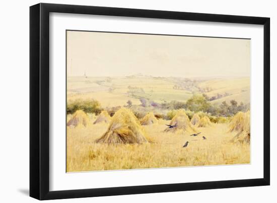 View of a Cornfield with Rooks-Harry E. James-Framed Giclee Print