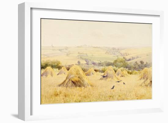 View of a Cornfield with Rooks-Harry E. James-Framed Giclee Print