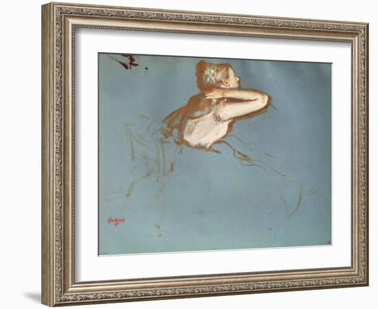 View of a Dancer's Profile, C.1899 (Gouache and Watercolour on Paper)-Edgar Degas-Framed Giclee Print