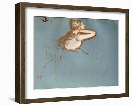 View of a Dancer's Profile, C.1899 (Gouache and Watercolour on Paper)-Edgar Degas-Framed Giclee Print