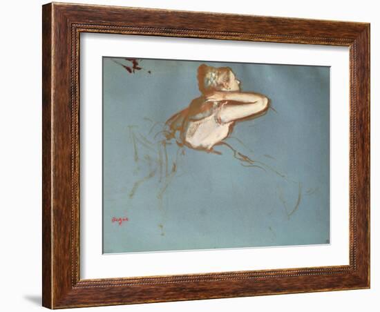 View of a Dancer's Profile, C.1899 (Gouache and Watercolour on Paper)-Edgar Degas-Framed Giclee Print