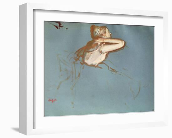 View of a Dancer's Profile, C.1899 (Gouache and Watercolour on Paper)-Edgar Degas-Framed Giclee Print