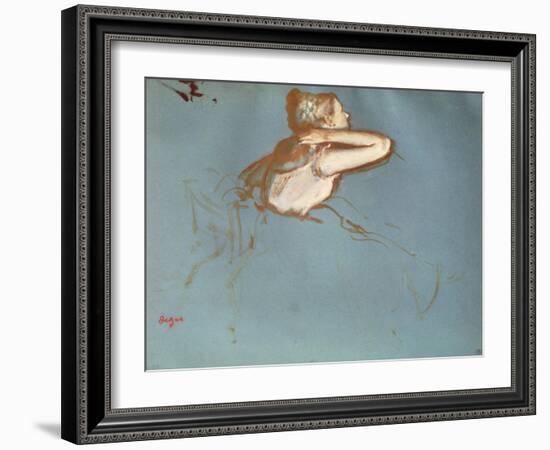 View of a Dancer's Profile, C.1899 (Gouache and Watercolour on Paper)-Edgar Degas-Framed Giclee Print