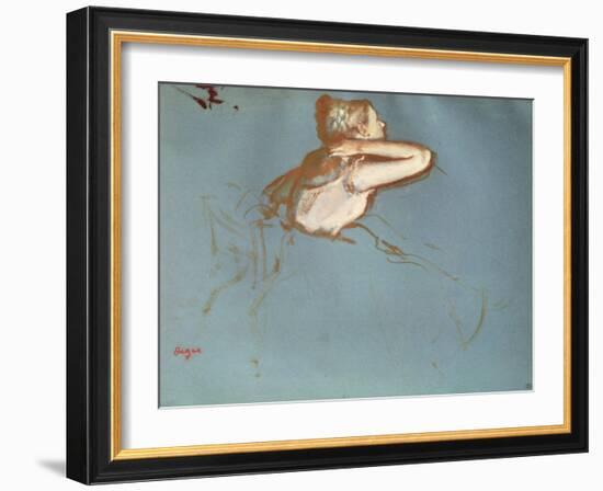 View of a Dancer's Profile, C.1899 (Gouache and Watercolour on Paper)-Edgar Degas-Framed Giclee Print