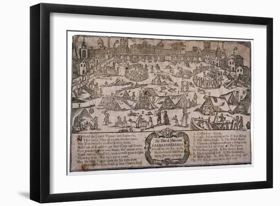 View of a frost fair on the River Thames looking towards London Bridge, London, c1715-Anon-Framed Giclee Print