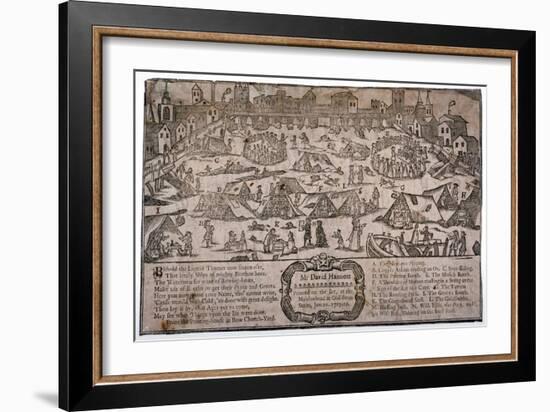 View of a frost fair on the River Thames looking towards London Bridge, London, c1715-Anon-Framed Giclee Print