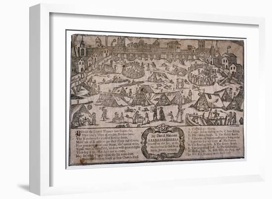 View of a frost fair on the River Thames looking towards London Bridge, London, c1715-Anon-Framed Giclee Print