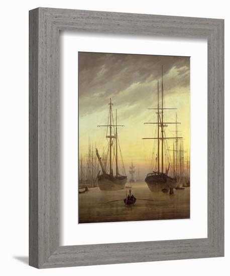 View of a Harbour, 1815-16-Caspar David Friedrich-Framed Giclee Print