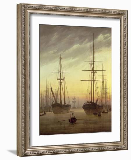 View of a Harbour, 1815-16-Caspar David Friedrich-Framed Giclee Print