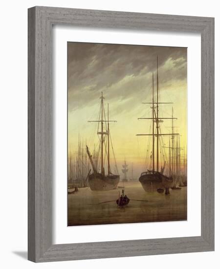 View of a Harbour, 1815-16-Caspar David Friedrich-Framed Giclee Print