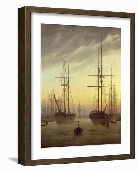 View of a Harbour, 1815-16-Caspar David Friedrich-Framed Giclee Print