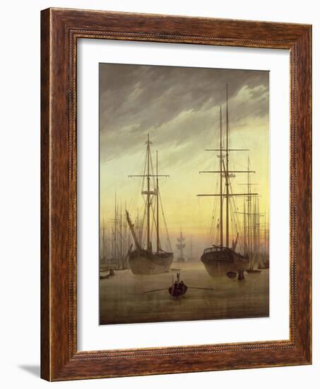 View of a Harbour, 1815-16-Caspar David Friedrich-Framed Giclee Print