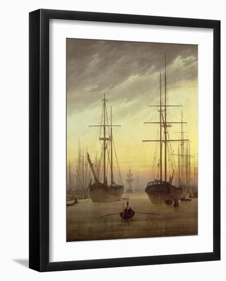 View of a Harbour, 1815-16-Caspar David Friedrich-Framed Giclee Print