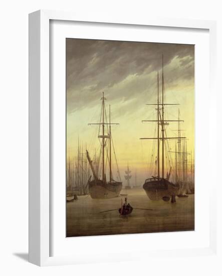 View of a Harbour, 1815-16-Caspar David Friedrich-Framed Giclee Print