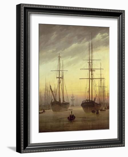 View of a Harbour, 1815-16-Caspar David Friedrich-Framed Giclee Print