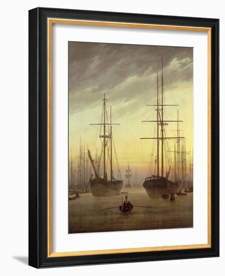 View of a Harbour, 1815-16-Caspar David Friedrich-Framed Giclee Print