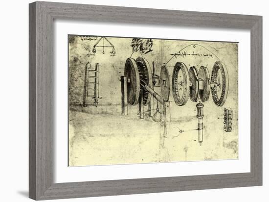 View of a Hoist-Leonardo da Vinci-Framed Giclee Print