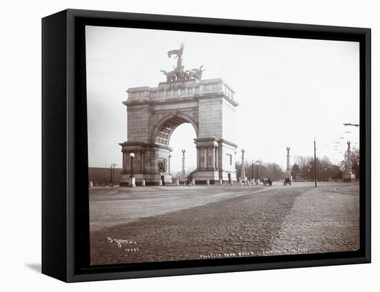 View of a Horsedrawn Carriage at an Entrance to Prospect Park, Brooklyn, 1903-Byron Company-Framed Premier Image Canvas