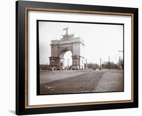 View of a Horsedrawn Carriage at an Entrance to Prospect Park, Brooklyn, 1903-Byron Company-Framed Giclee Print