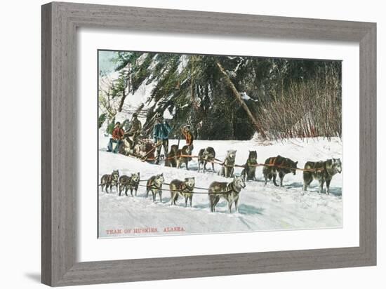 View of a Husky Dog-Sled Team - Alaska-Lantern Press-Framed Art Print