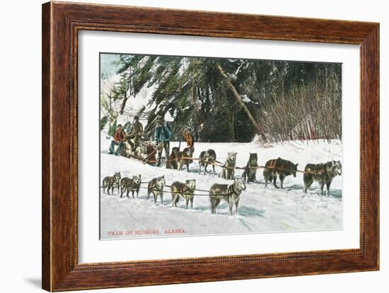 View of a Husky Dog-Sled Team - Alaska-Lantern Press-Framed Art Print