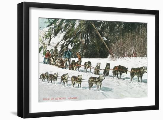View of a Husky Dog-Sled Team - Alaska-Lantern Press-Framed Art Print