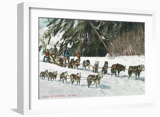 View of a Husky Dog-Sled Team - Alaska-Lantern Press-Framed Art Print