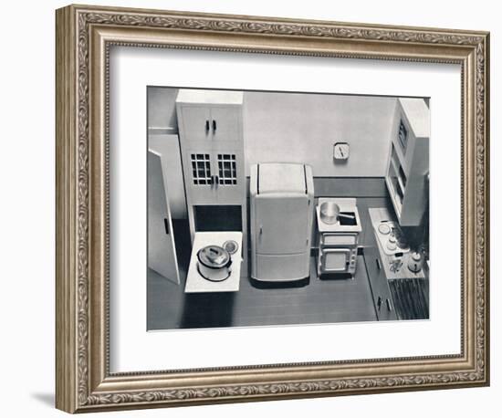 'View of a kitchen, designed by H.M.V. Household Appliances', 1938-Unknown-Framed Photographic Print